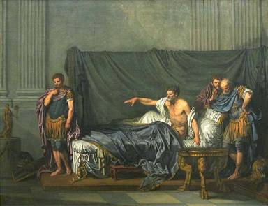 Septimus Severus reproaches Caracalla for plotting to kill him, 211 CE,  by Jean Baptiste Greuze (1725-1805) Location TBD